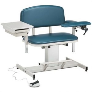 Clinton Power Series Extra Wide Blood Drawing Chair with Padded Flip Arm and Drawer Health Products