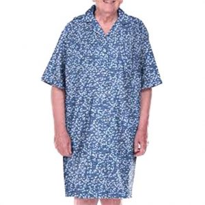 Dignity pajamas Blue dots Mens Cotton Short Sleeve Open Back Hospice Patient Gown Health Products