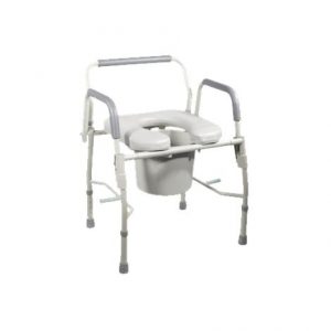 Drive Knock Down Deluxe Steel Drop Arm Commode with Padded Seat Health Products