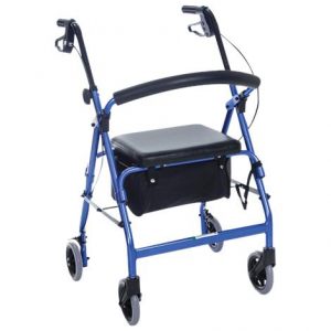 Essential Medical Featherlight Aluminum Four Wheel Walker With Loop Hand Brakes Health Products