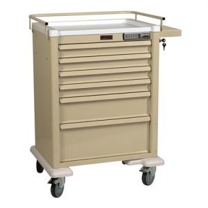 Harloff Aluminum Universal Line Tall 6 Drawer Cart With Basic Electronic Pushbutton Lock Health Products