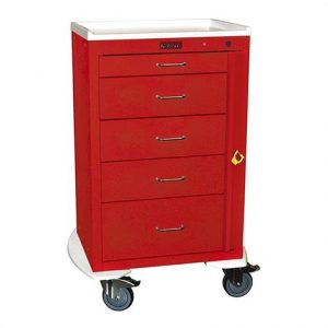 Harloff Five Drawer 24 Inch Mini Emergency Cart With Breakaway Lock Health Products