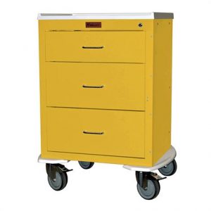 Harloff Three Drawer Mini Line 24 Inch Infection Control Cart With Key Lock Health Products