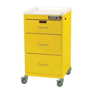 Harloff Three Drawer Mini Line Emergency Cart With Basic Electronic Pushbutton Lock Health Products