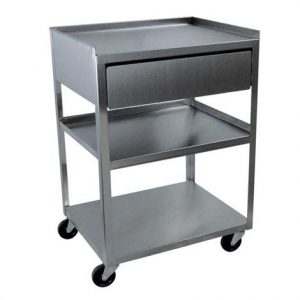 Ideal Standard Duty Three Shelf Mobile Stainless Drawer Cart Health Products