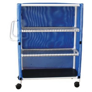 MJM International Three Shelf Jumbo Linen Cart with Open Area Shelf System Health Products