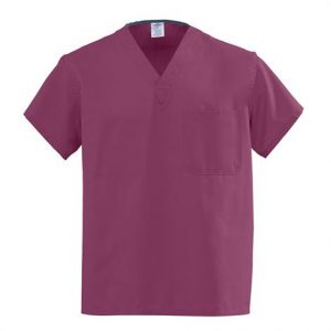 Medline AngelStat Unisex Reversible V-Neck Scrub Tops - Raspberry Health Products