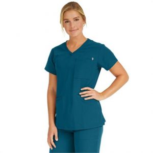 Medline Berkeley Ave Women Stretch Fabric Tunic Scrub Top With Pockets Caribbean Blue Health Products