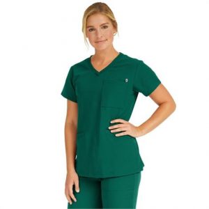 Medline Berkeley Ave Women Stretch Fabric Tunic Scrub Top With Pockets Hunter Green Health Products