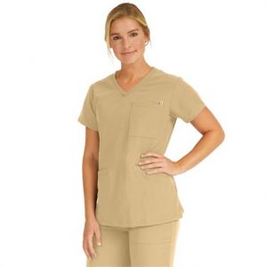 Medline Berkeley Ave Women Stretch Fabric Tunic Scrub Top With Pockets Khaki Health Products