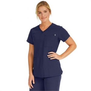 Medline Berkeley Ave Women Stretch Fabric Tunic Scrub Top With Pockets Navy Health Products