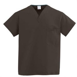 Medline ComfortEase Unisex One-Pocket Reversible Scrub Tops - Brown Health Products