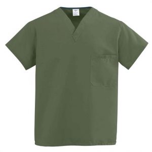 Medline ComfortEase Unisex One-Pocket Reversible Scrub Tops - Olive Health Products