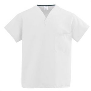 Medline ComfortEase Unisex One-Pocket Reversible Scrub Tops - White Health Products