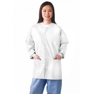 Medline Disposable Multi-Layer White Lab Jackets With Knit Cuff And Collar Health Products