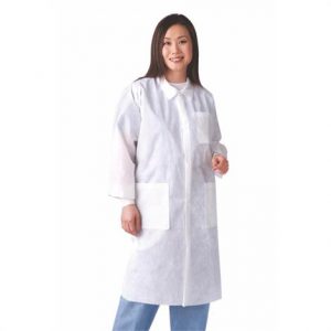 Medline Disposable Unisex Knit Cuff And Traditional Collar White Lab Coats Health Products