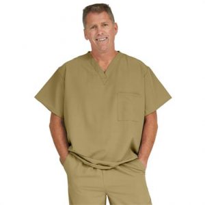 Medline Fifth Ave Unisex Stretch Fabric V-Neck Scrub Top with One Pocket - Khaki Health Products