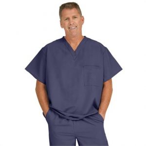 Medline Fifth Ave Unisex Stretch Fabric V-Neck Scrub Top with One Pocket - Navy Health Products