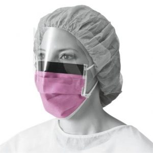 Medline Fluid-Resistant Surgical Face Masks with Eyeshield Health Products