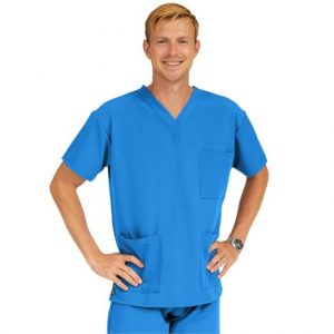 Medline Madison Ave Unisex Stretch Fabric Scrub Top with 3 Pockets - Royal Blue Health Products