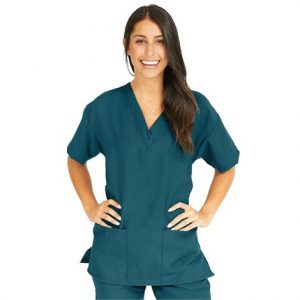 Medline PerforMAX Ladies V-Neck Tunic Scrub Tops - Caribbean Blue Health Products