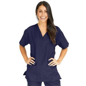 Medline PerforMAX Ladies V-Neck Tunic Scrub Tops - Navy Blue Health Products