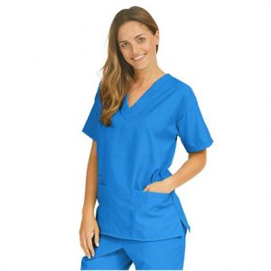 Medline PerforMAX Ladies V-Neck Tunic Scrub Tops - Royal Blue Health Products