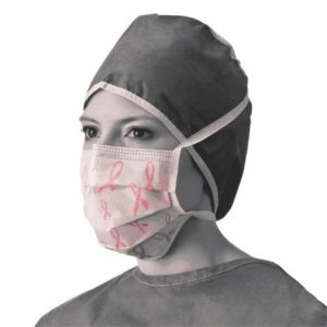 Medline Pink Ribbon Surgical Face Mask With Ties Health Products