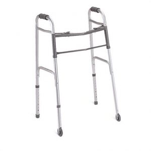 Medline Two-Button Folding Walkers 3" Wheel Health Products