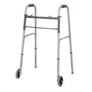 Medline Two-Button Folding Walkers 5" Wheel Health Products