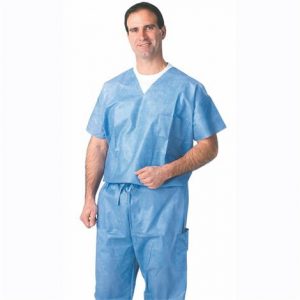 Medline Unisex Disposable V-Neck Scrub Shirt Health Products