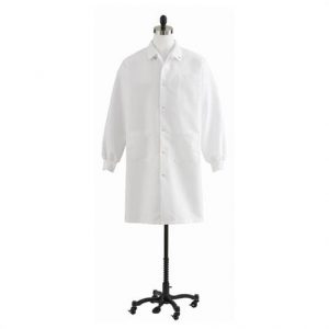 Medline Unisex Knit Cuff Knee Length White Lab Coat Health Products