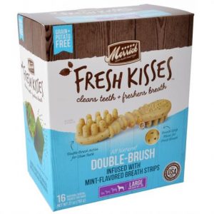 Merrick Fresh Kisses Mint Double-Brush Dental Treats - Large Health Products