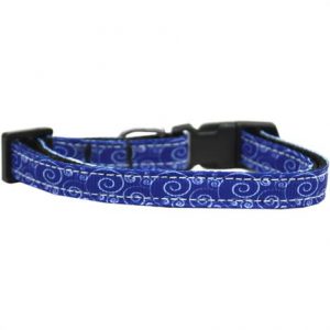 Mirage Blue And White Swirly Nylon Ribbon Dog Collar Health Products