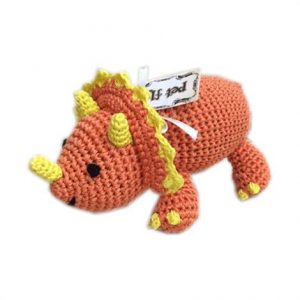 Mirage Knit Knacks Bop the Triceratops Organic Cotton Small Dog Toy Health Products