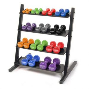 Power Systems Neoprene and Vinyl Dumbbell 4-Tier Storage Rack Health Products