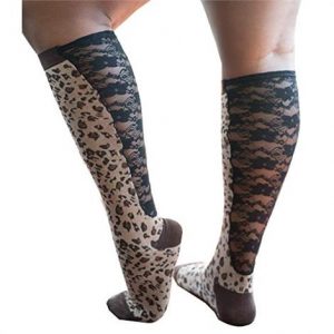 Xpandasox Plus Size Cotton Blend Leopard With Lace Knee Socks Health Products