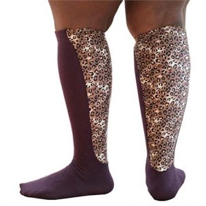 Xpandasox Plus Size/Wide Calf Cotton Blend Leopard Panel Knee High Compression Socks Health Products